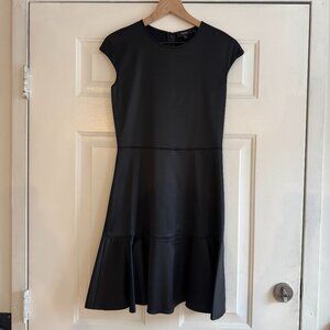 Black THEORY Cap Sleeve Flare Skater Style Dress
